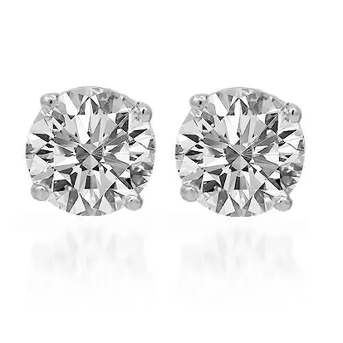 14K Solid White Gold Diamond Solitaire Stud Earrings 4.23 Ctw