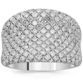 14K Solid White Gold Womens Diamond Cocktail Ring 2.58 Ctw