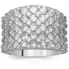 14K Solid White Gold Womens Diamond Cocktail Ring 4.60 Ctw