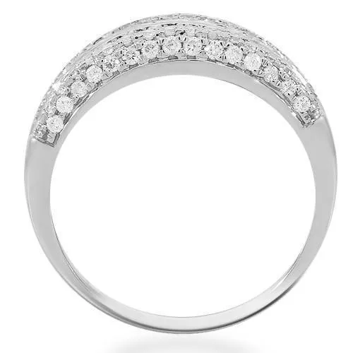 14K Solid White Gold Womens Diamond Ring 1.02 Ctw