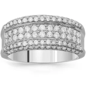 14K Solid White Gold Womens Diamond Ring 1.02 Ctw