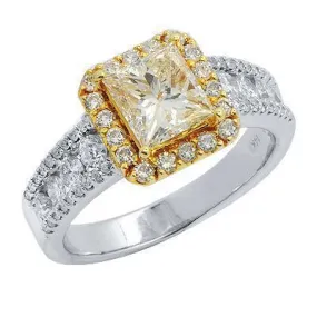 14K Solid White Gold Yellow Diamond Engagement Ring 2.22 Ctw