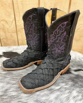 Anderson Bean Women's Black & Purple Big Bass Arapaima Square Toe Cowgirl Boots 335675