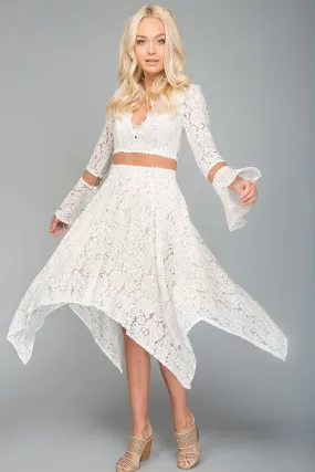 Aria Bell Sleeve Dress White