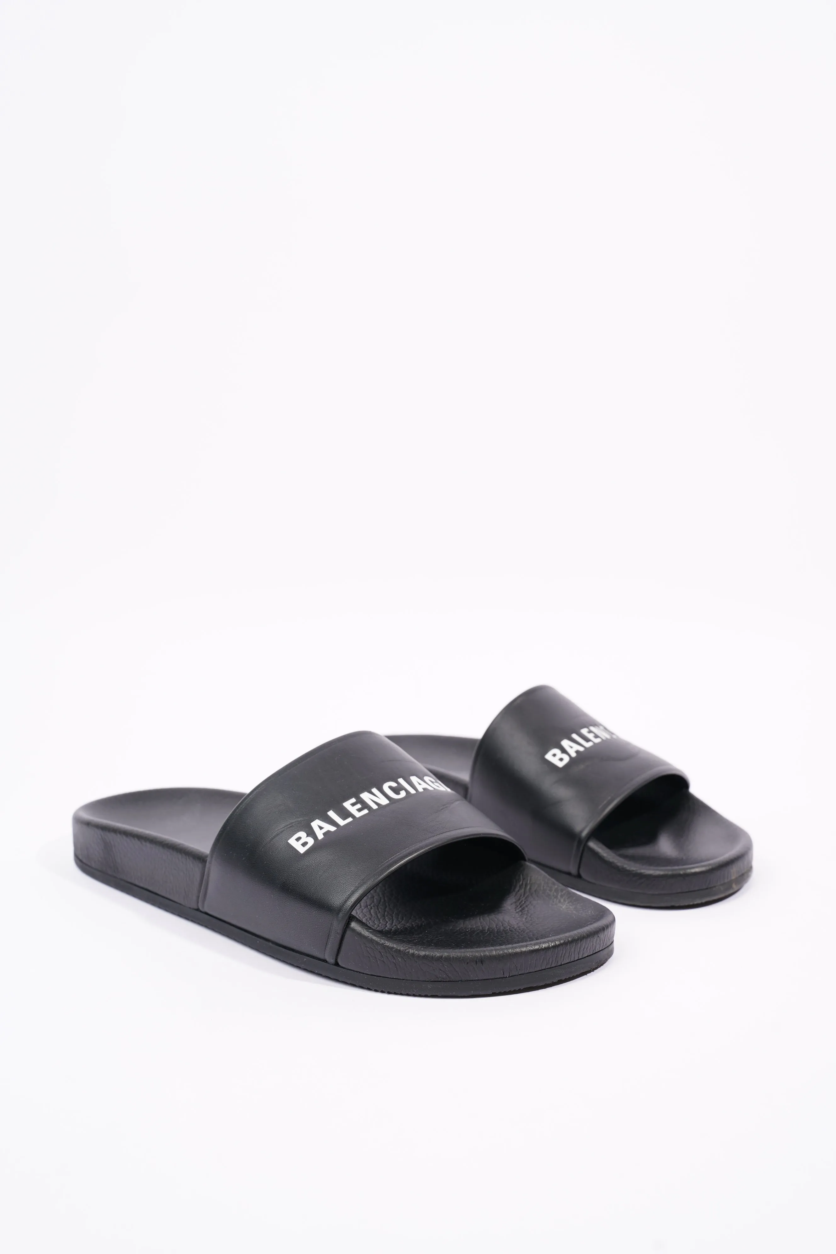 Balenciaga Mens Logo Slides Black / White EU 41 / UK 7