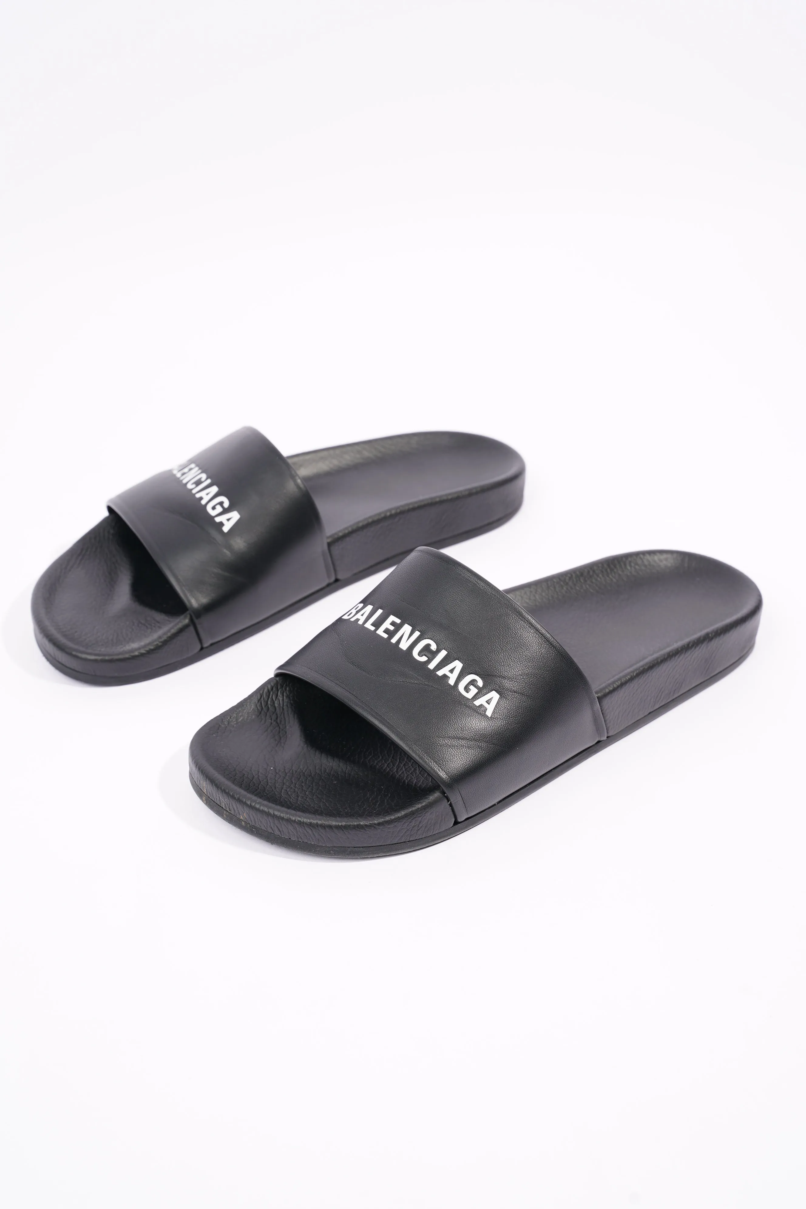 Balenciaga Mens Logo Slides Black / White EU 41 / UK 7