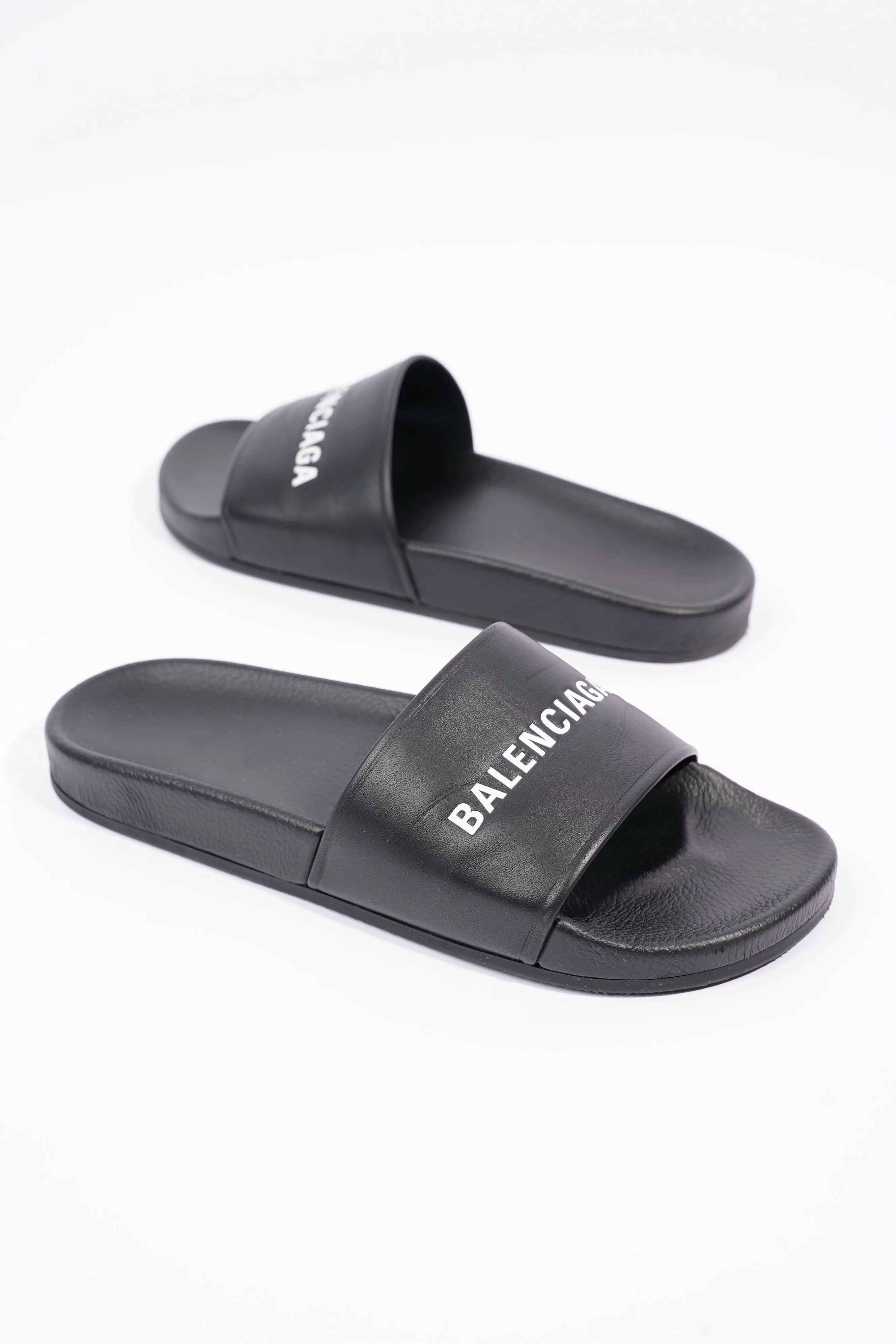 Balenciaga Mens Logo Slides Black / White EU 41 / UK 7