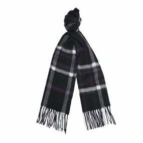 Black Grey Purple Cashmere Woven Check Scarf