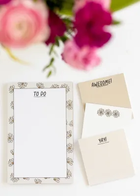 Boho Floral Notepad   Sticky Notes Set