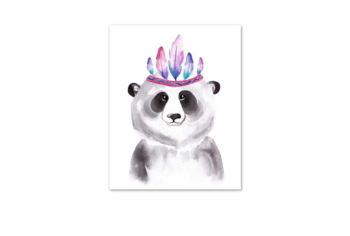 Boho Panda | Canvas Wall Art Print