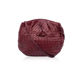 Bottega Veneta Vintage Burgundy Intrecciato Woven Crossbody Bag