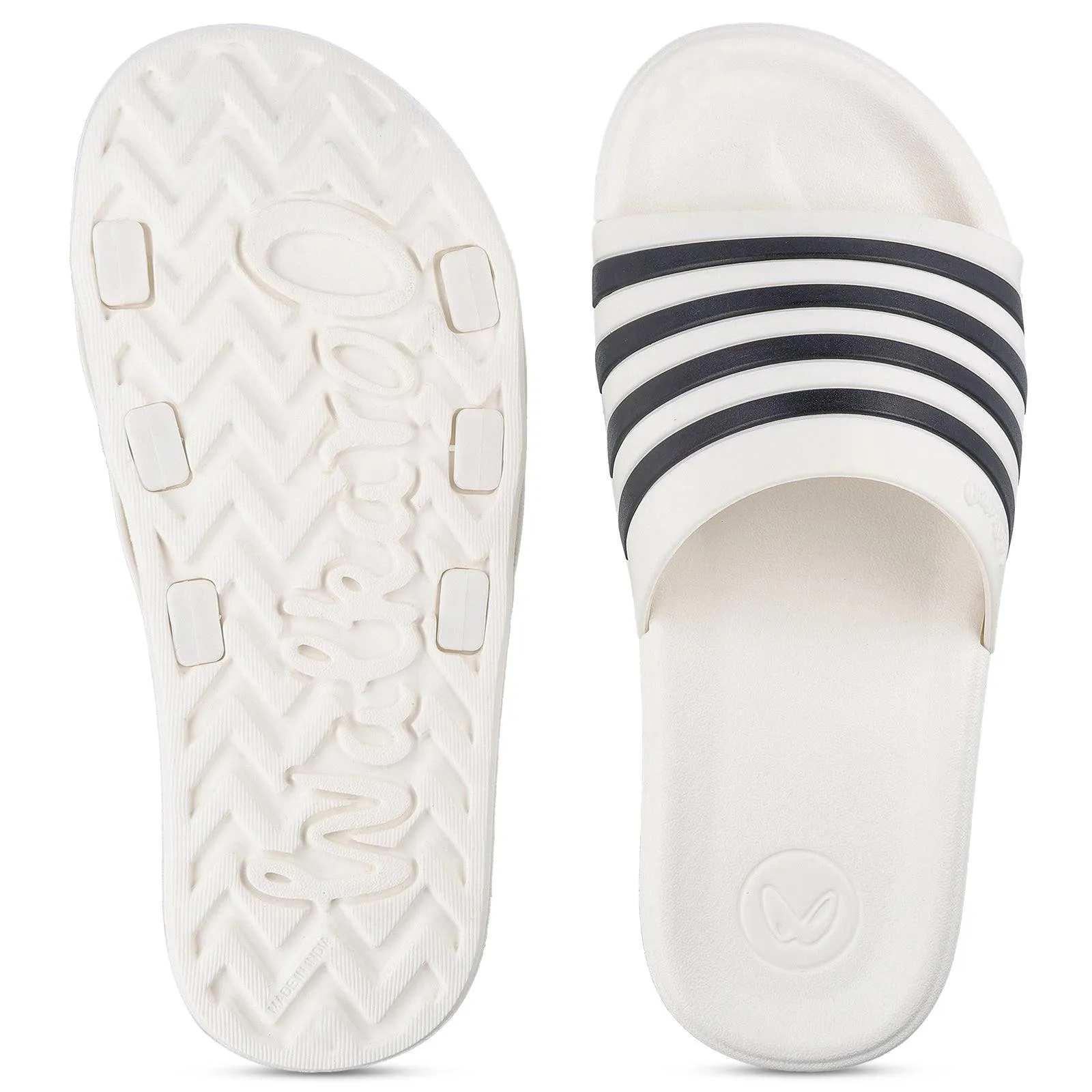 Boy's Flip Flop Sliders  - WC4819 White Black