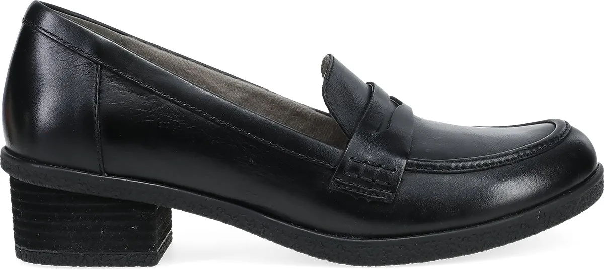 Danica Black Heeled Penny Loafer