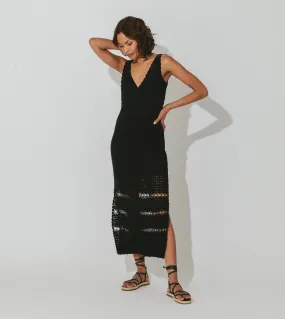 Diah Crochet Midi Dress | Black