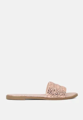 Evin Mirror Embellished Flat Sliders