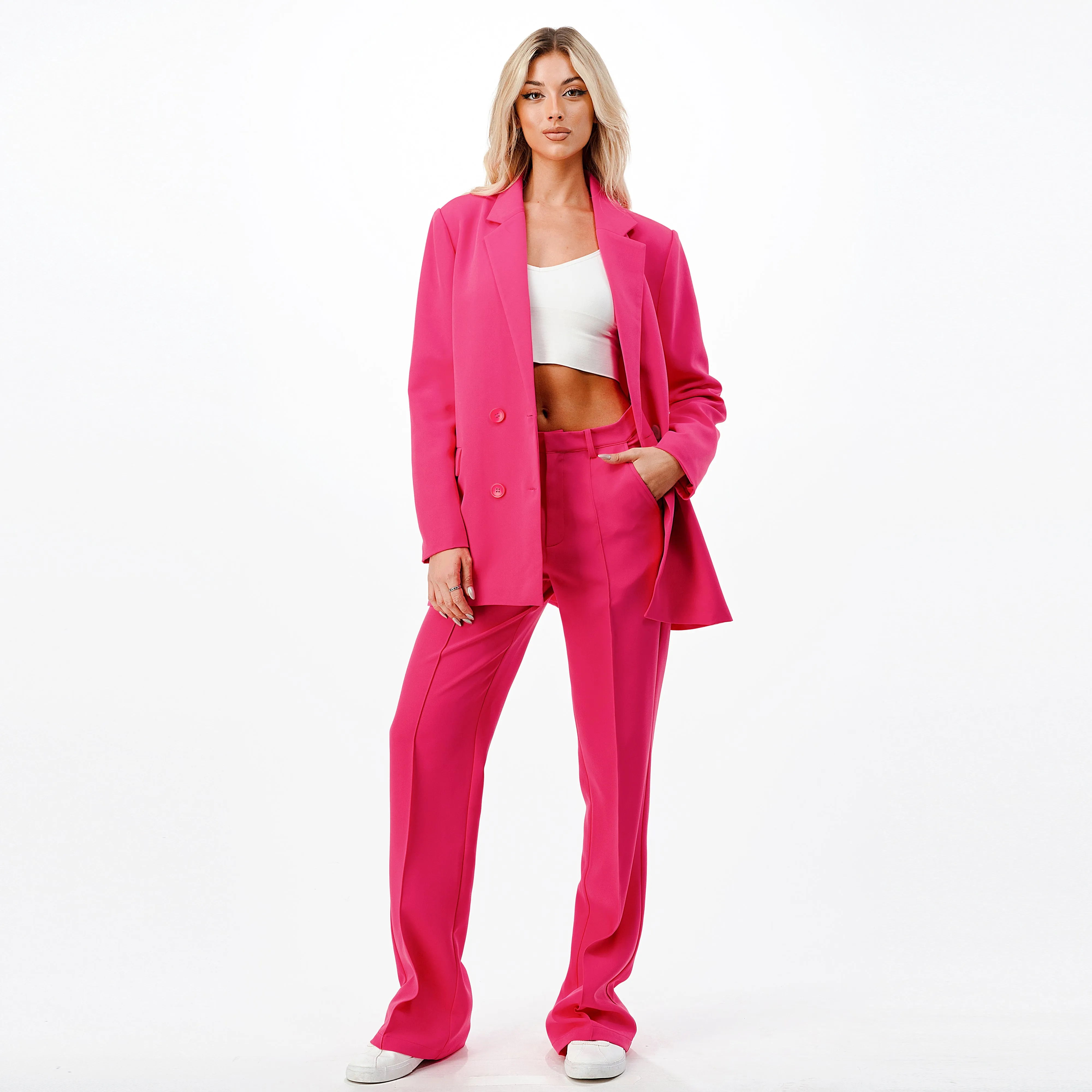 Fuchsia Wide Leg Pantsuit