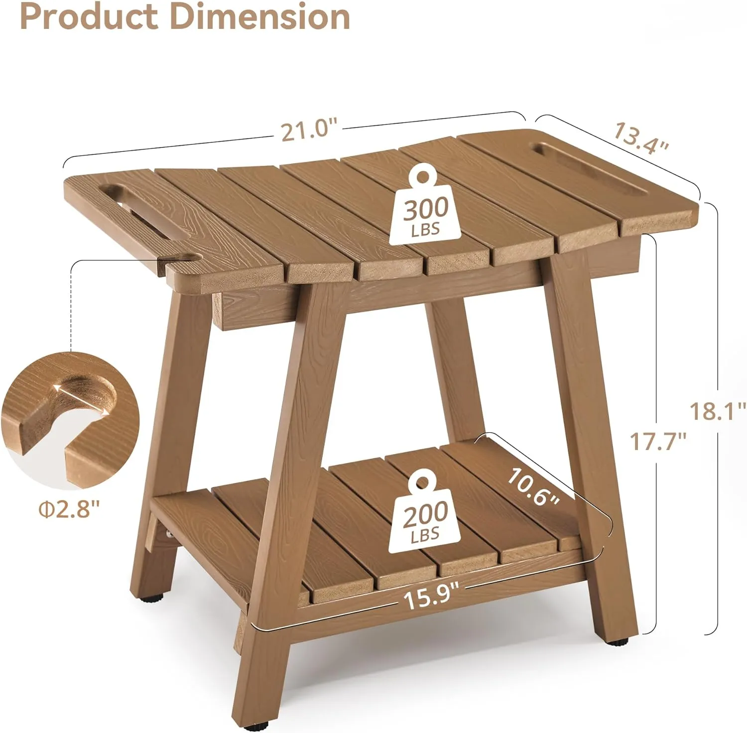 HDPS Shower Bench Stool, Large Waterproof Shower Benches Chair, Shower Stool with Storage Shelf & Handle, Non-Slip Shower Seat for Seniors