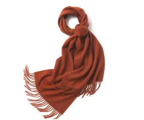 Lambswool Scarf Woven Plain Terracotta