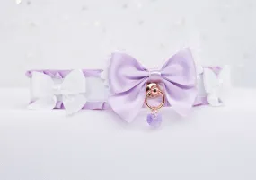 Lilac and White BDSM Collar in Rose Gold