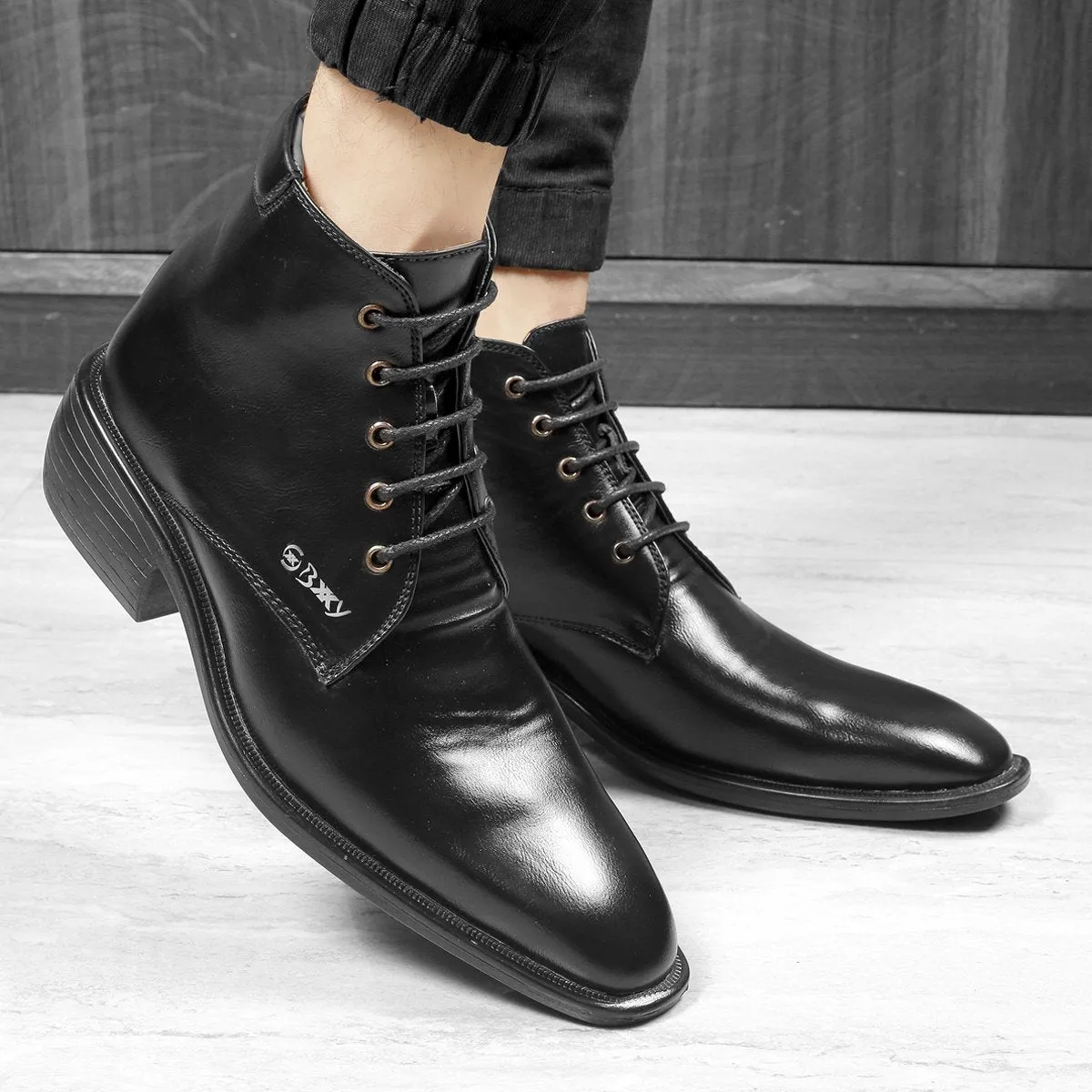 Men's Formal Height Increasing Derby Lace-up Ankle Boots