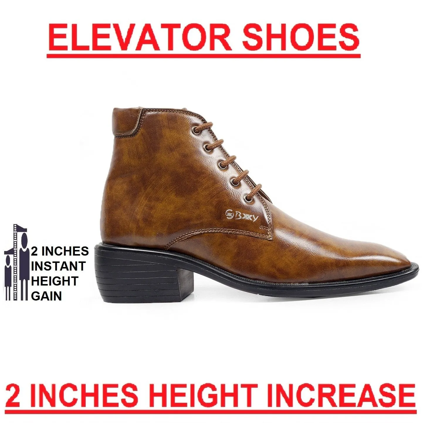 Men's Formal Height Increasing Derby Lace-up Ankle Boots