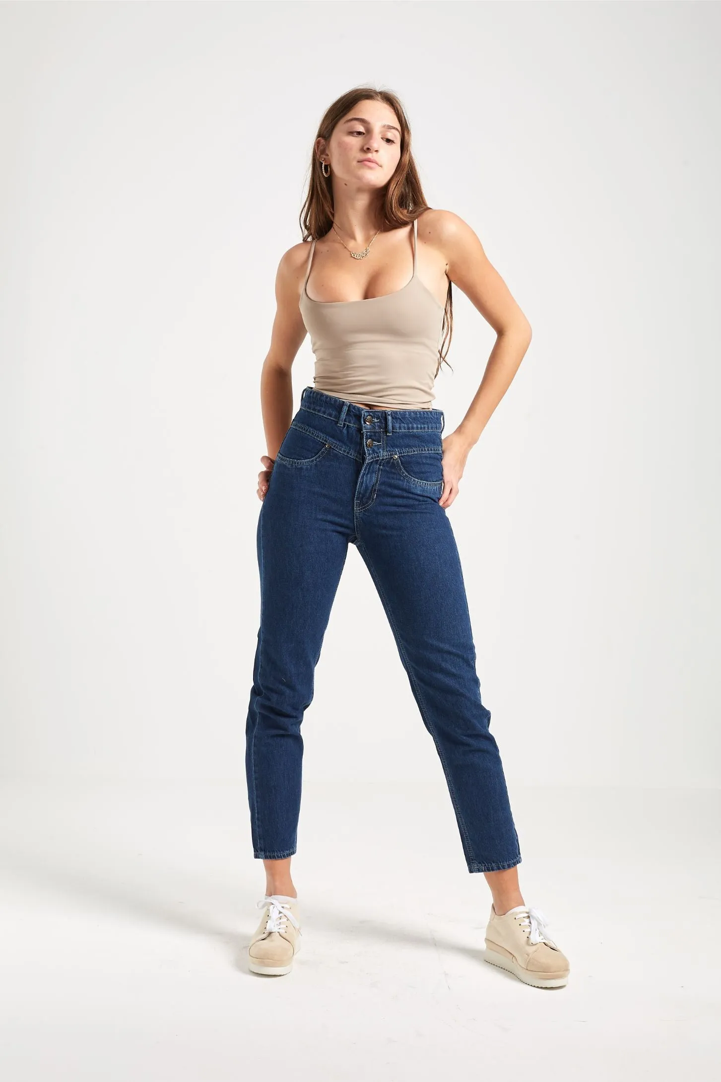 MOM FIT JEANS - DARK BLUE