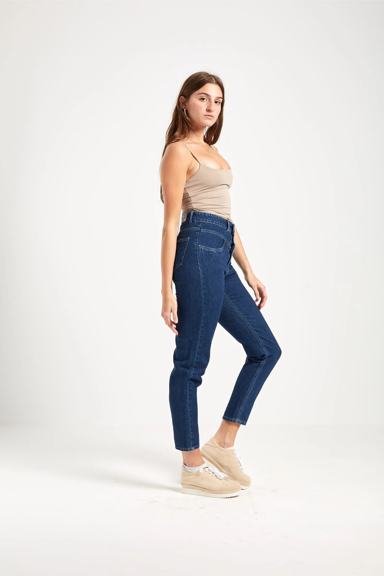 MOM FIT JEANS - DARK BLUE