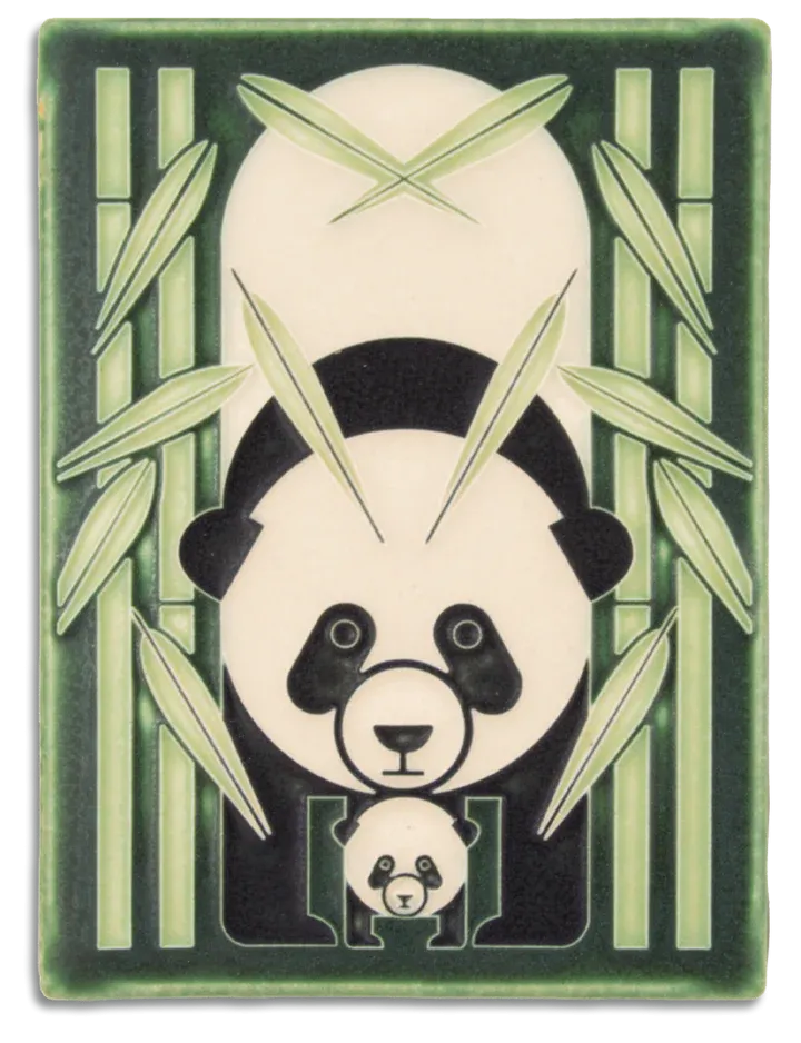 Motawi Tileworks - 6"x 8" Tile - 'Panda Panda' (Green) #6880