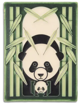 Motawi Tileworks - 6"x 8" Tile - 'Panda Panda' (Green) #6880