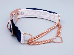 Navy & Dusty Lilac Petite Heart Ring Martingale Collar