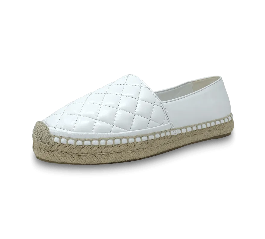 Quilted Leather Espadrille Slip-On Flats