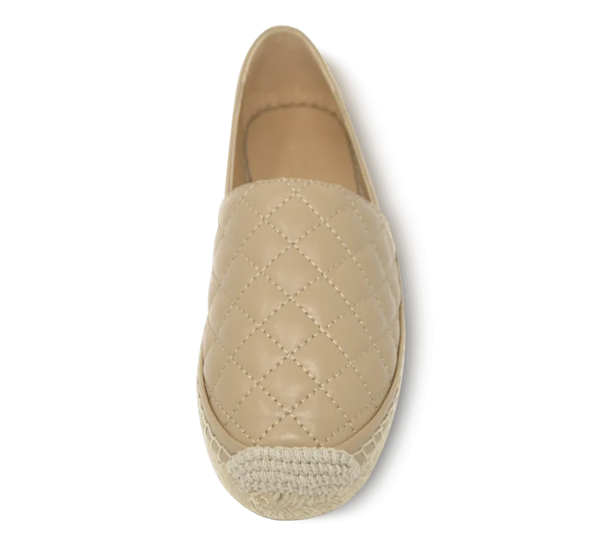 Quilted Leather Espadrille Slip-On Flats