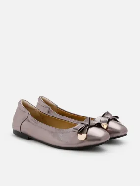 [SALE]Lilith Polished Silver Ballet Flats