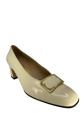 Salvatore Ferragamo Ivory And Gold Pumps Size 8.5