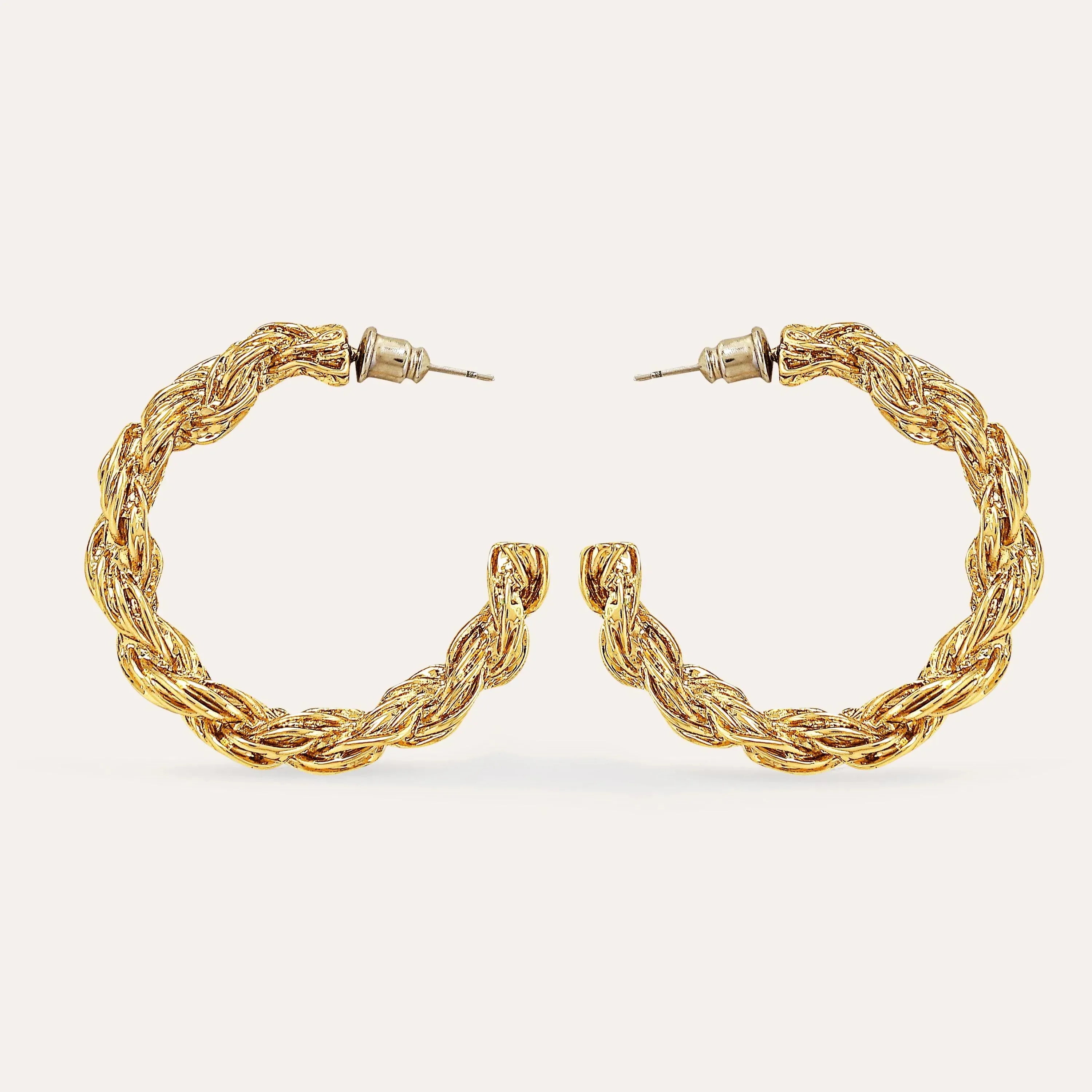 TFC Braided Italian Charm Luxury Hoop Earrings