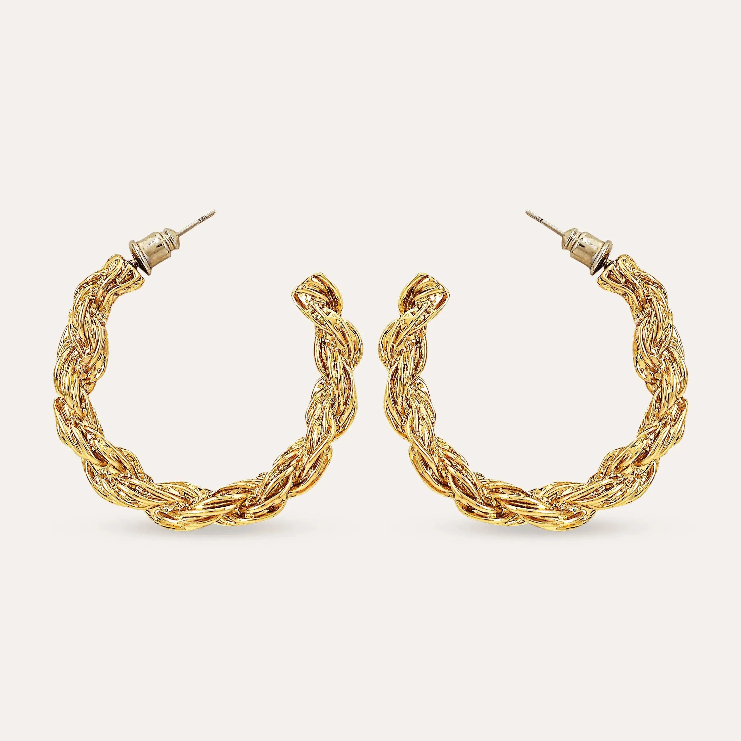 TFC Braided Italian Charm Luxury Hoop Earrings