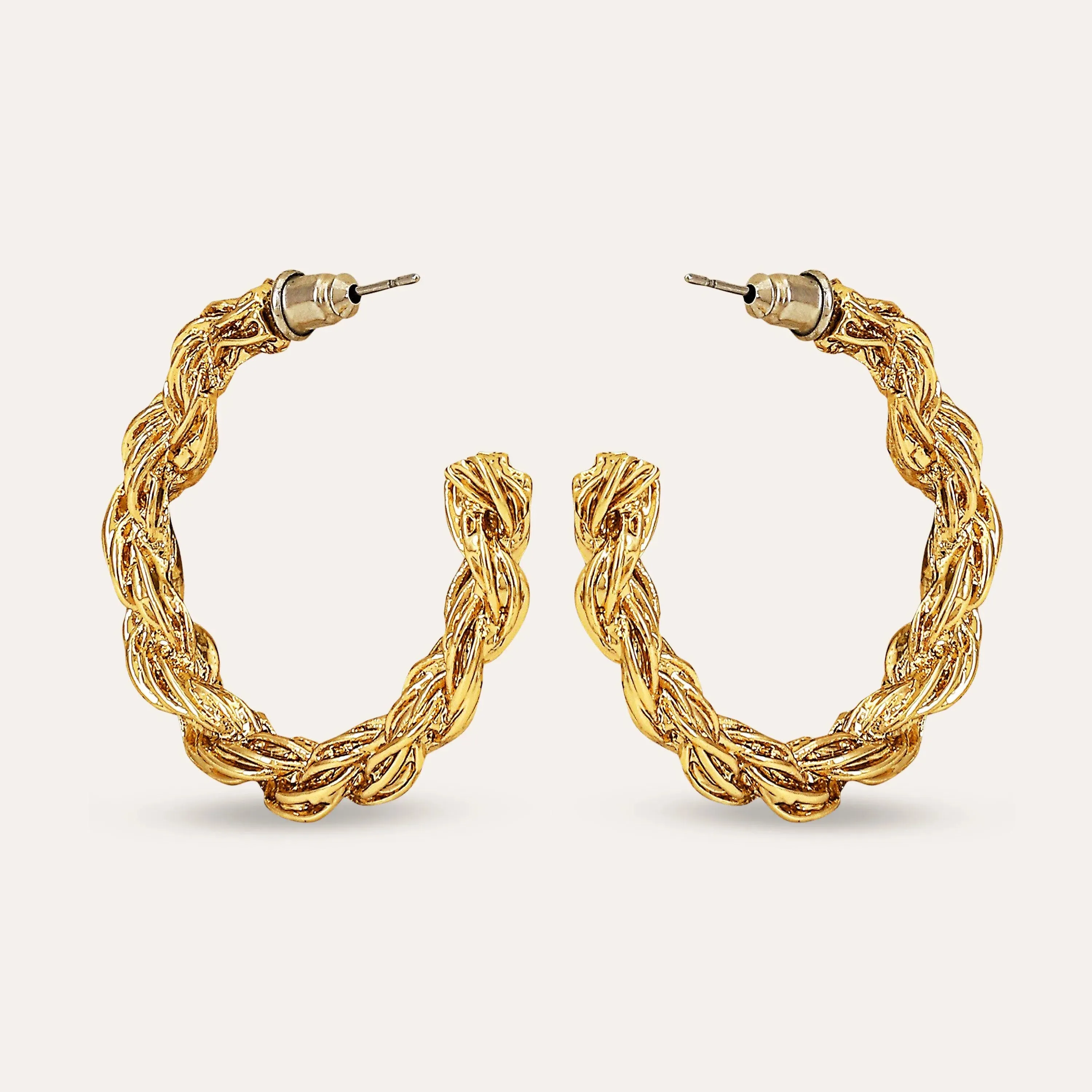 TFC Braided Italian Charm Luxury Hoop Earrings