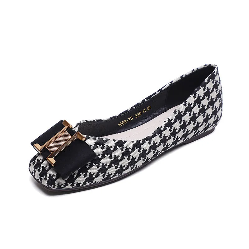 Women Minimalist Soft Comfort Plaid Casual Flats